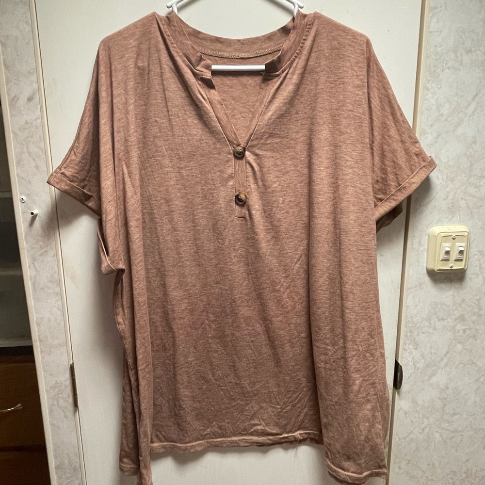 Casual Women's Tan Top with Button Detail